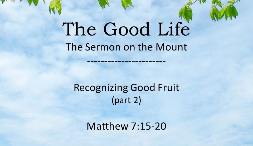 The Good Life is… Recognizing Good Fruit (part 2)